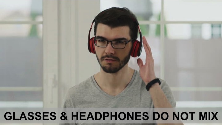 wearing glasses with headphones