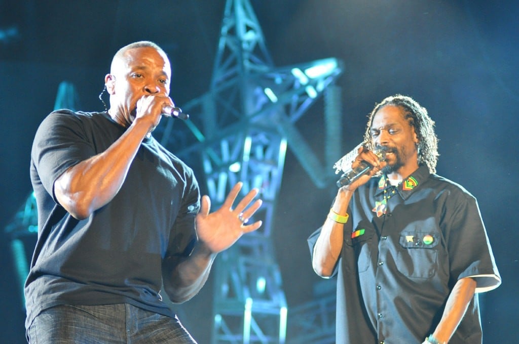 Dr Dre and Snoop Dogg at Coachella 2012 by Jason Persse