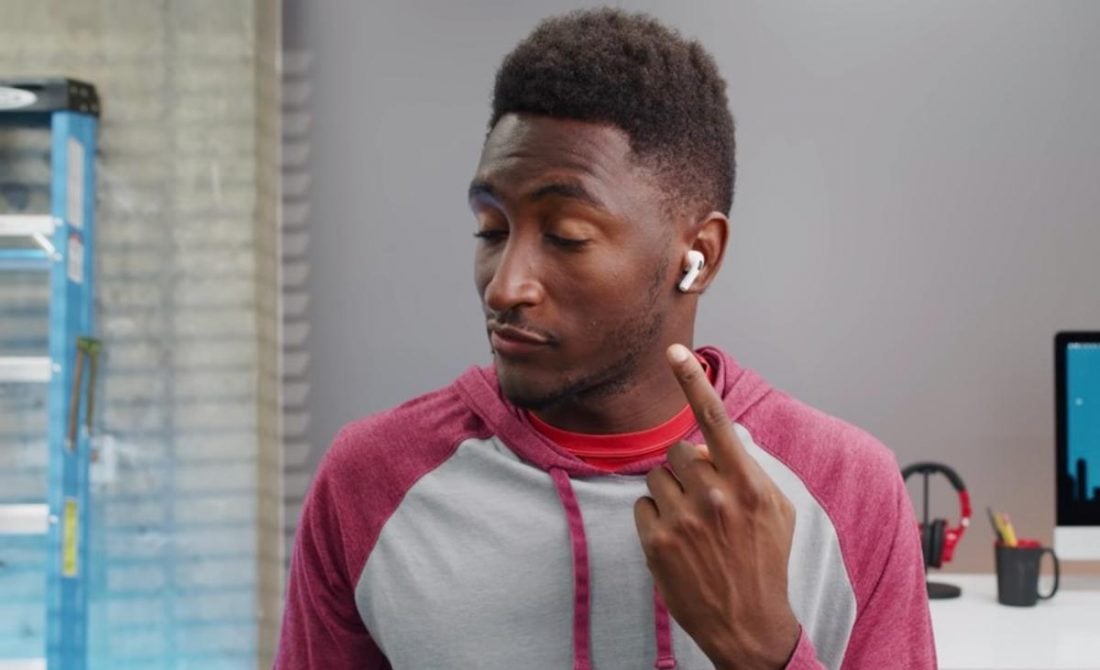 MKBHD wearing the AirPods Pro (From Youtube/MKBHD)