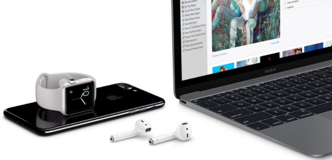 An Apple watch, phone, laptop, and wireless earphones. An analyst from Canalys advised Apple to 