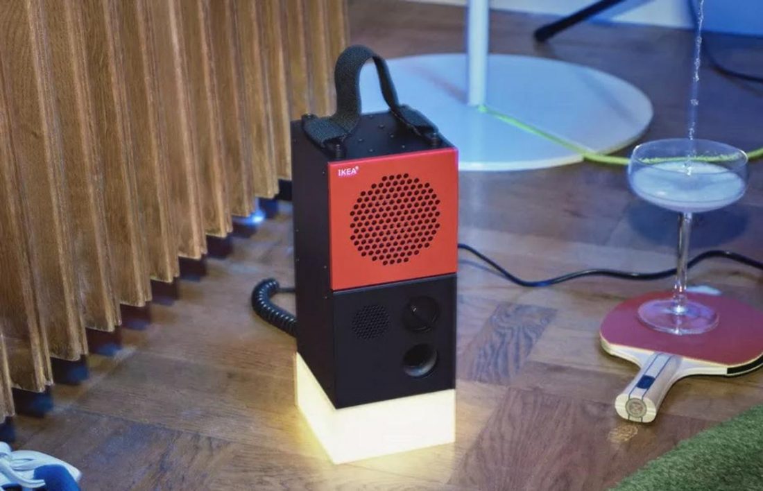 IKEA FREKVENS Bluetooth speaker paired with light-up base (From: IKEA)