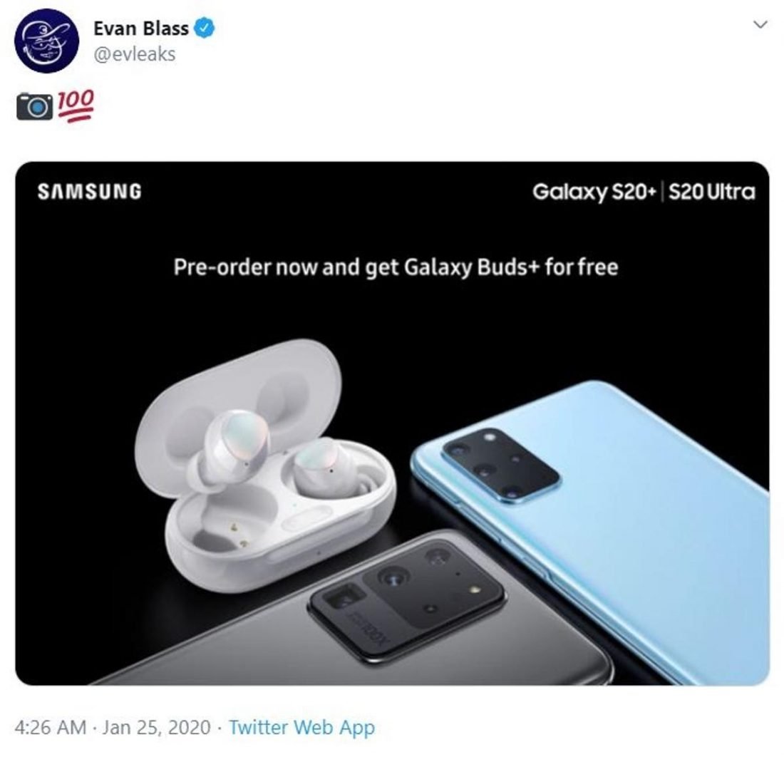 Evan Blass leaks the Samsung Galaxy Buds+ pre-order bundle (From: Evan Blass)