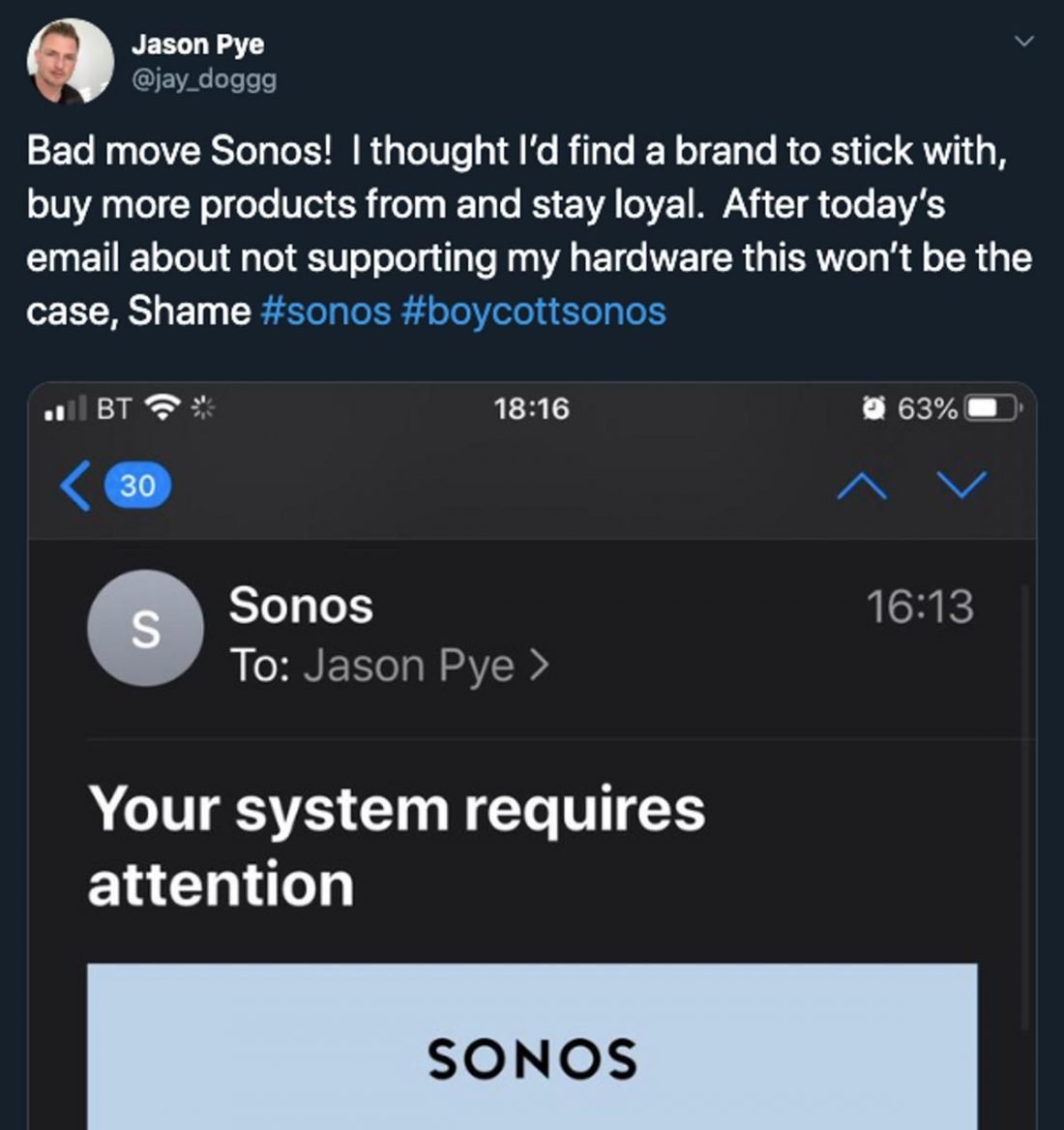 Sonos loses scores of customers, as shown in Tweets with the hashtag 