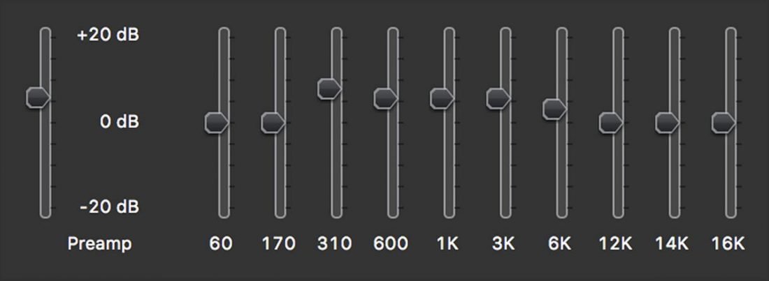 A graphic equalizer uses a logarithmic scale (From VLC)