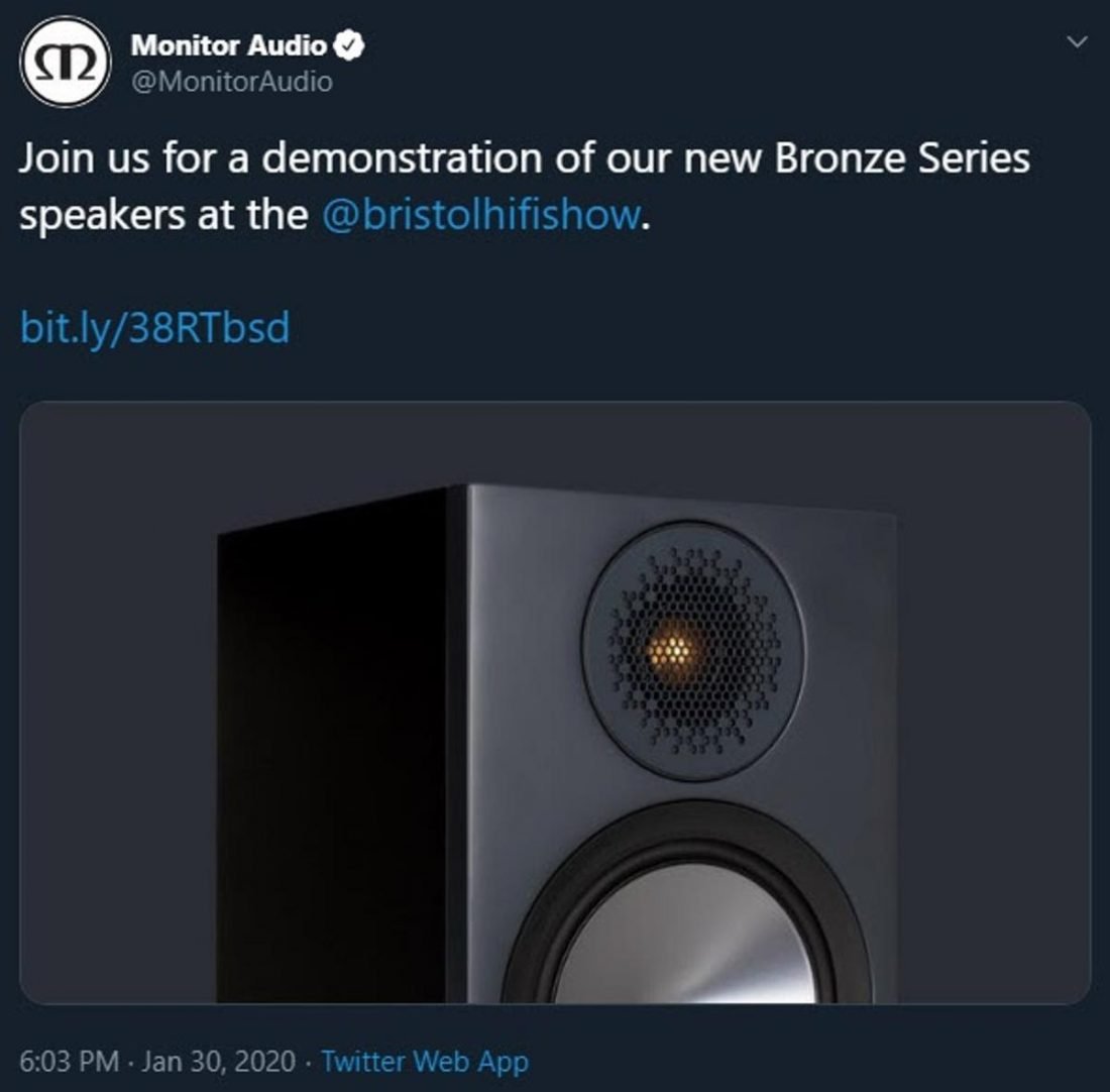 Monitor Audio revealed the launch details of the next-generation Bronze Speakers through Twitter and Facebook (From: Monitor Audio, Twitter)