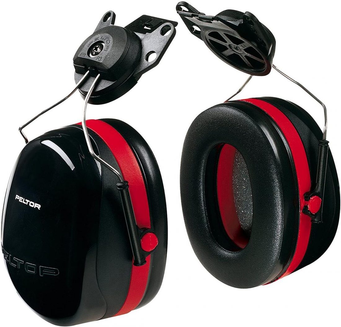 A pair of click-onto-helmet ear muffs (From: amazon.com)