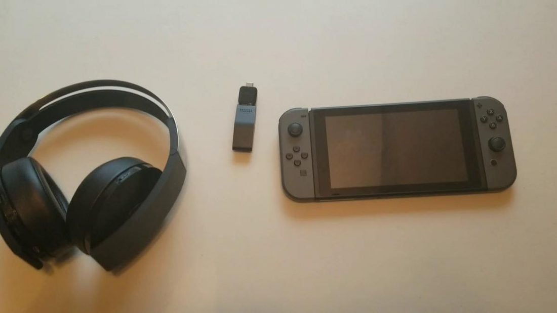 Bluetooth Headphones, USB-C Adapter with USB Dongle, and Nintendo Switch (From: youtube.com/user/S1RLANC3).
