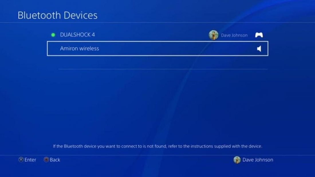 List of available Bluetooth devices on PS4 (From: businessinsider.com).