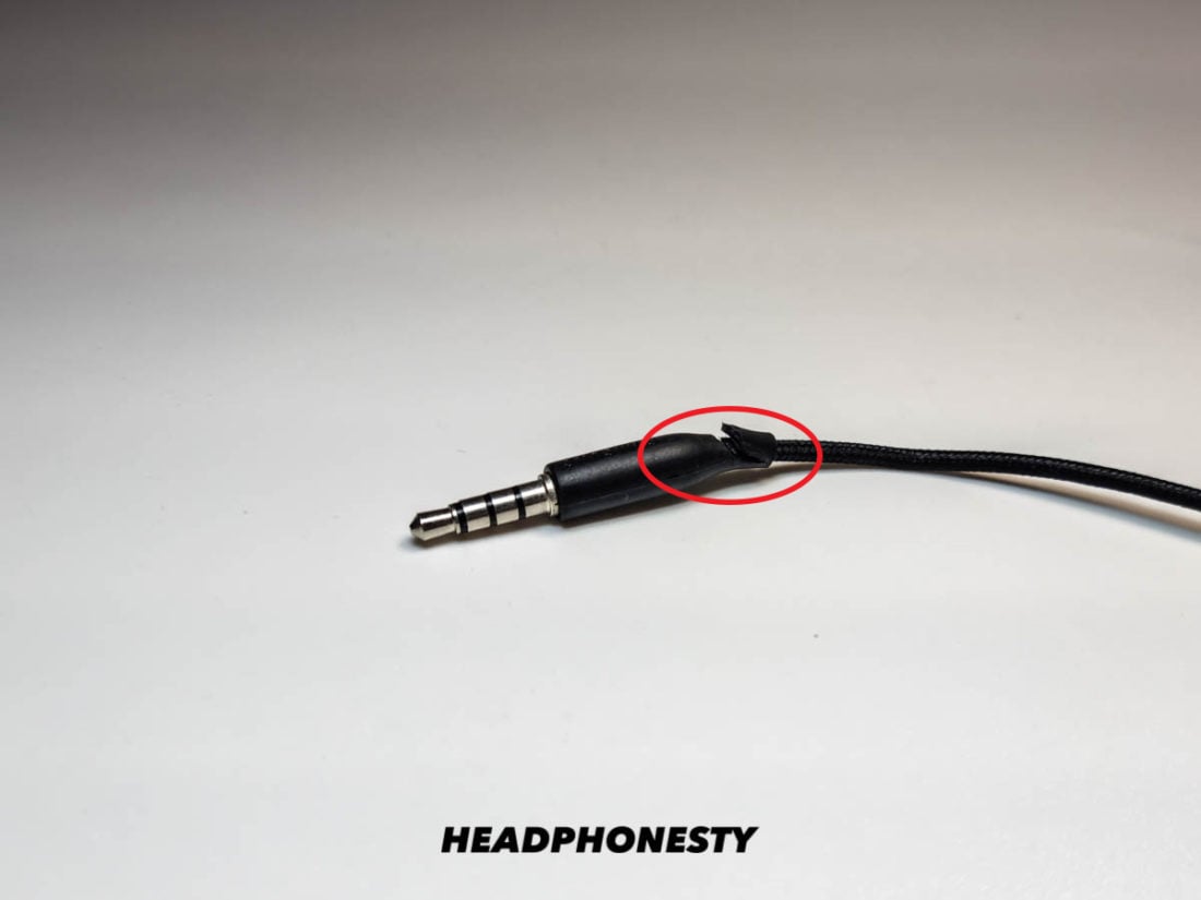 Damaged headphone wire.