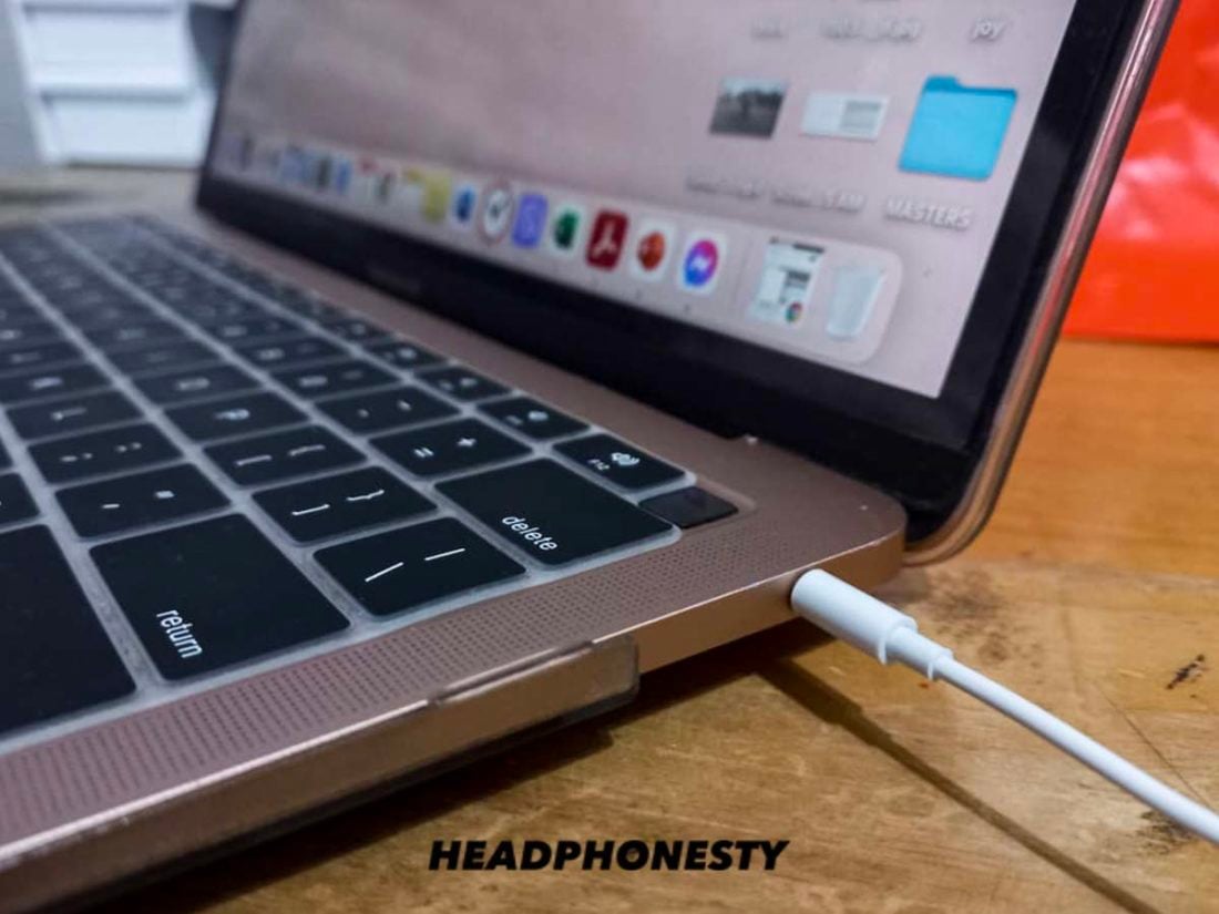 Headphones connected to Mac