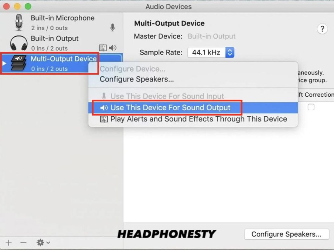 Use Multi-Output Device for Sound Output