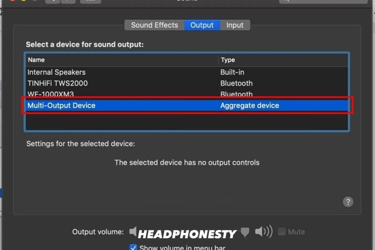 Select the default audio output device