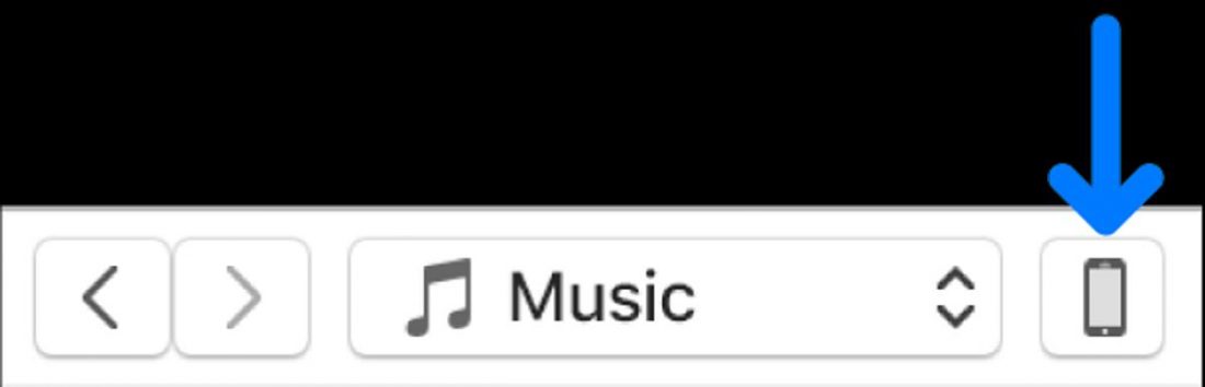 The device button on the iTunes window (From: support.apple.com).