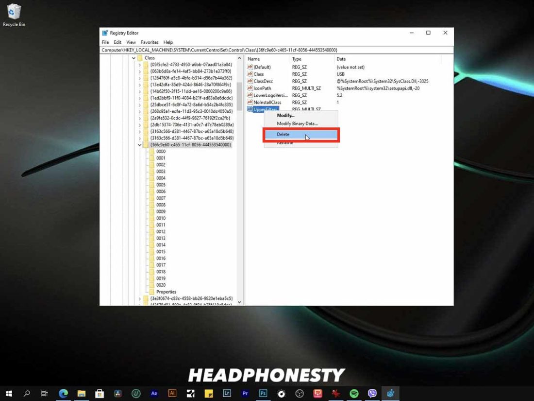 Registry Editor on a Windows 10 Computer