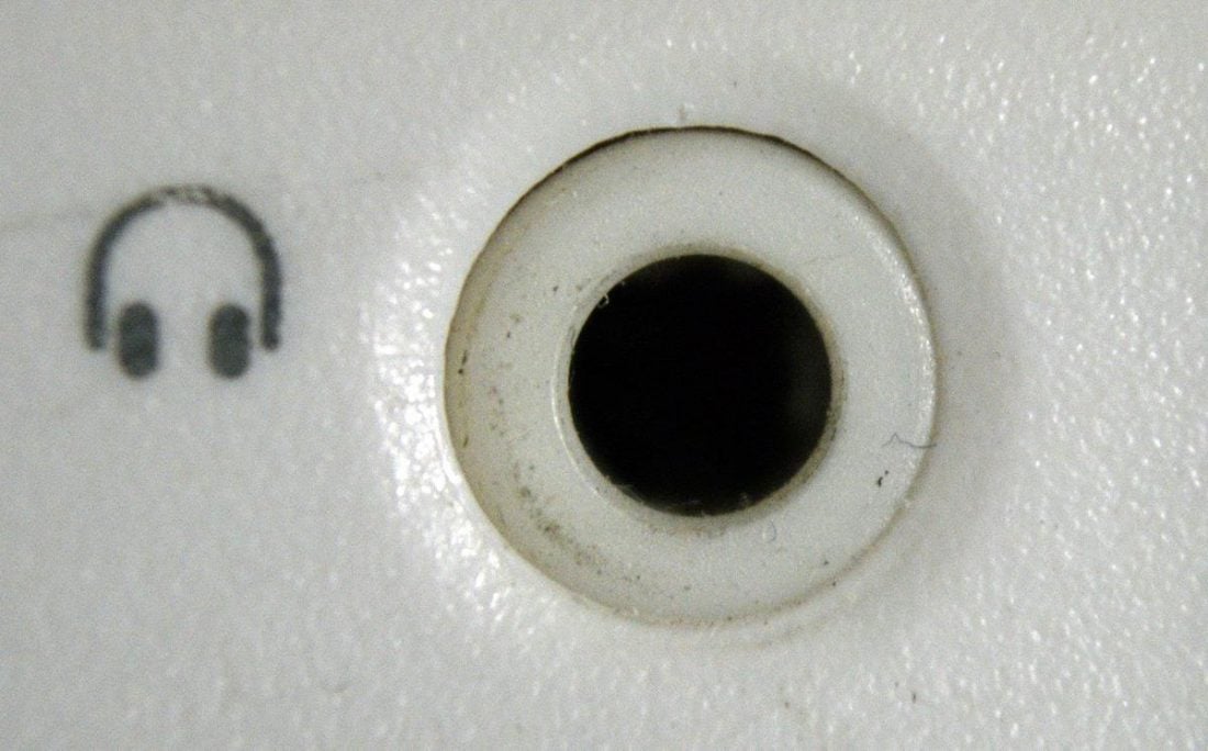 Check the inside of the headphone jack for debris (From Commons.Wikimedia.org)