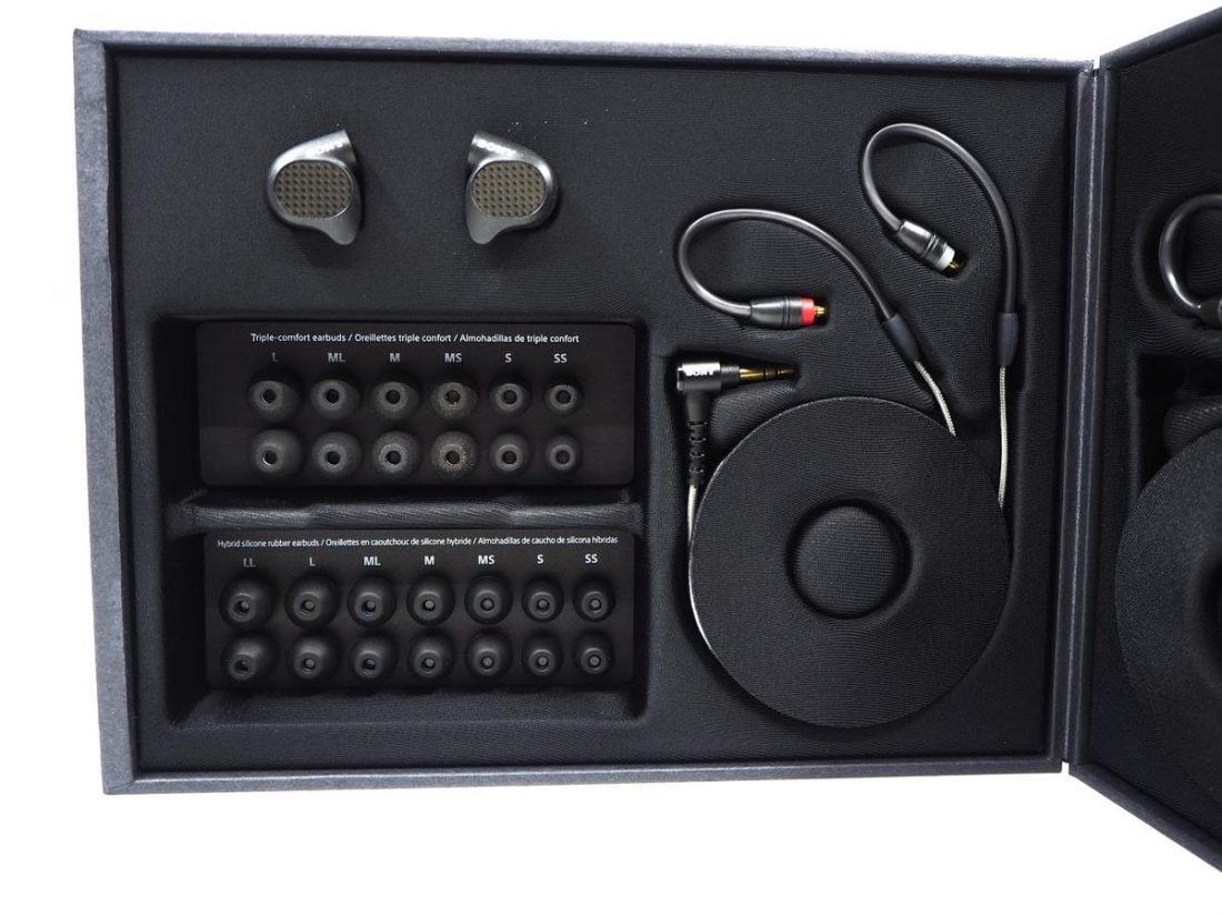IER-M9, stock unbalanced cable and 13 pairs of ear tips