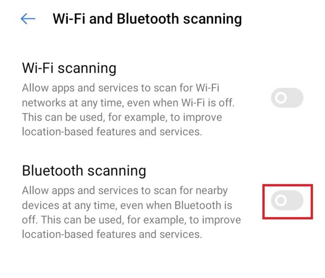 How to disable Bluetooth Nearby Device Scanning in Android