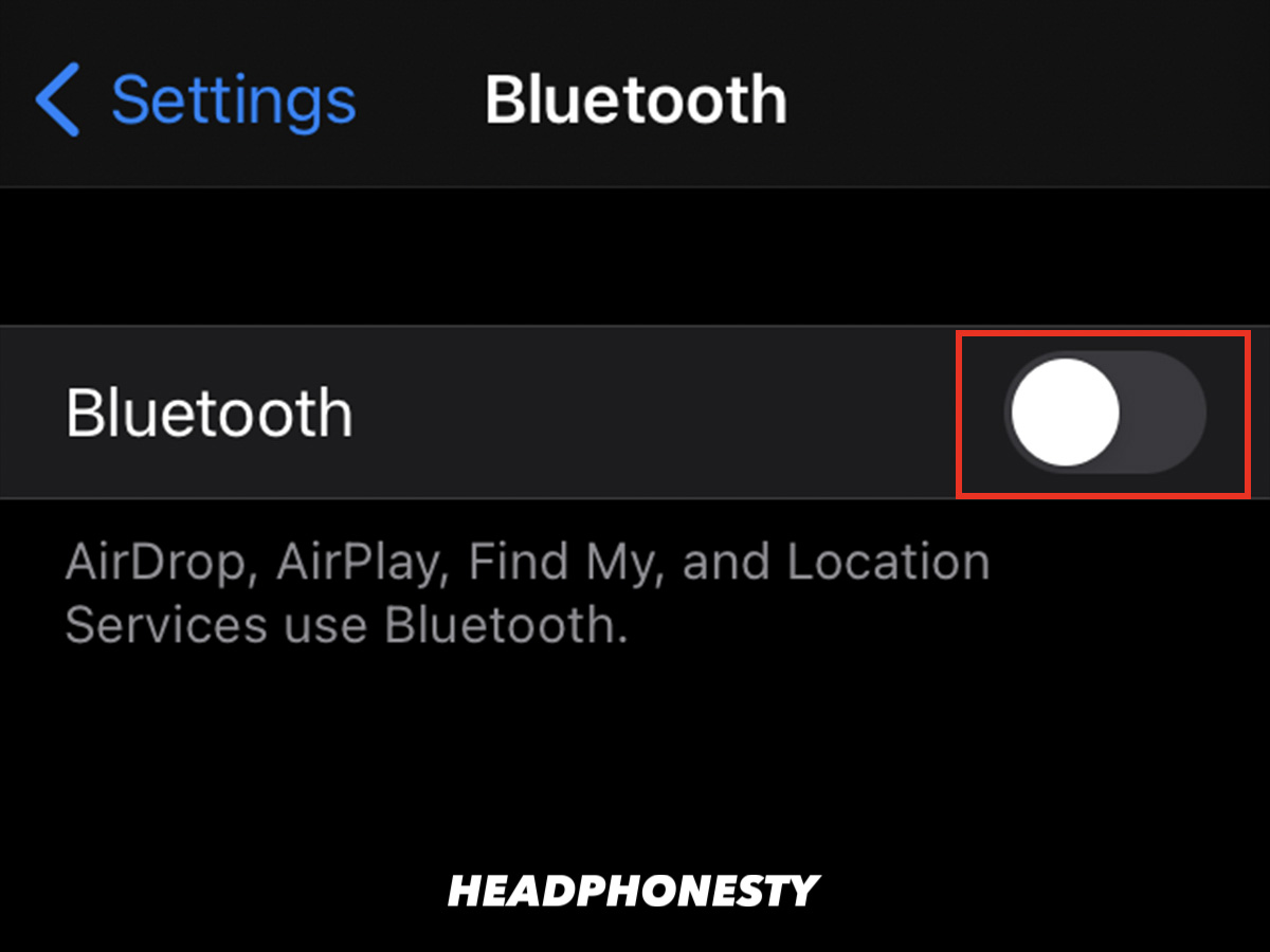 Toggling off Bluetooth