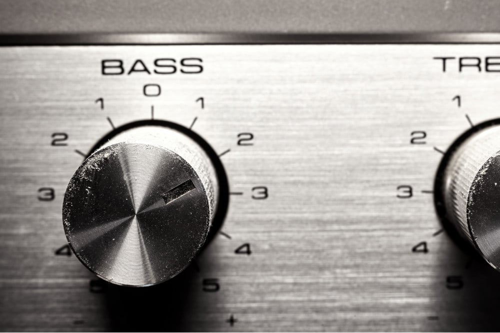 Cranked up analog bass knob