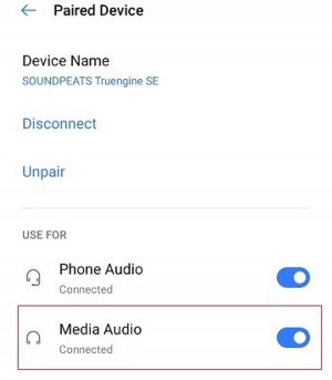 How to enable media audio settings in a paired device in Android