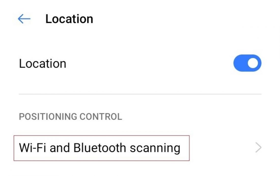 Wifi and Bluetooth scanning on 'Location' settings