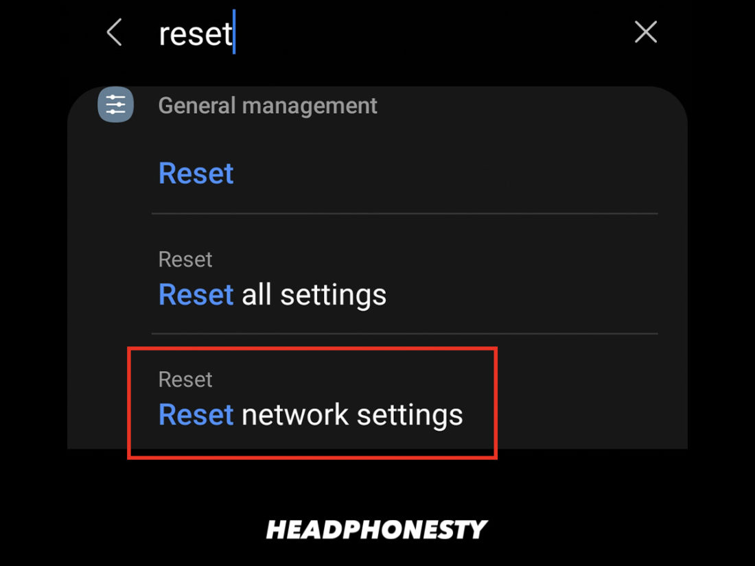 Search for Reset Network Settings