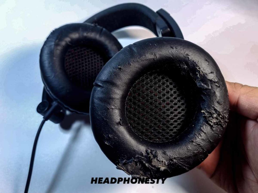 Rough and cracked headphone pads