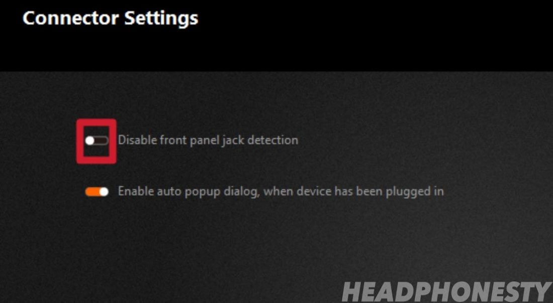 Disable the front panel jack detection