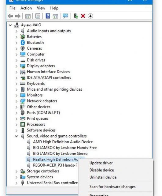 "Device Manager" window with "Update Driver" menu displayed.