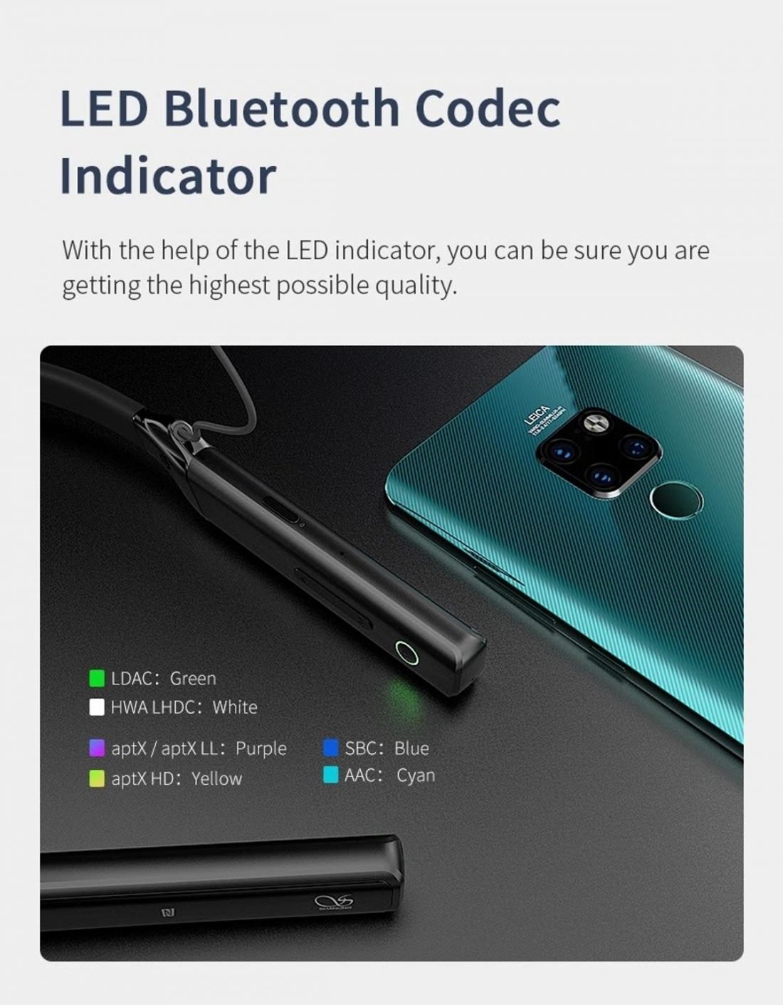 The LED status indicator colors. (From shenzhenaudio.com)