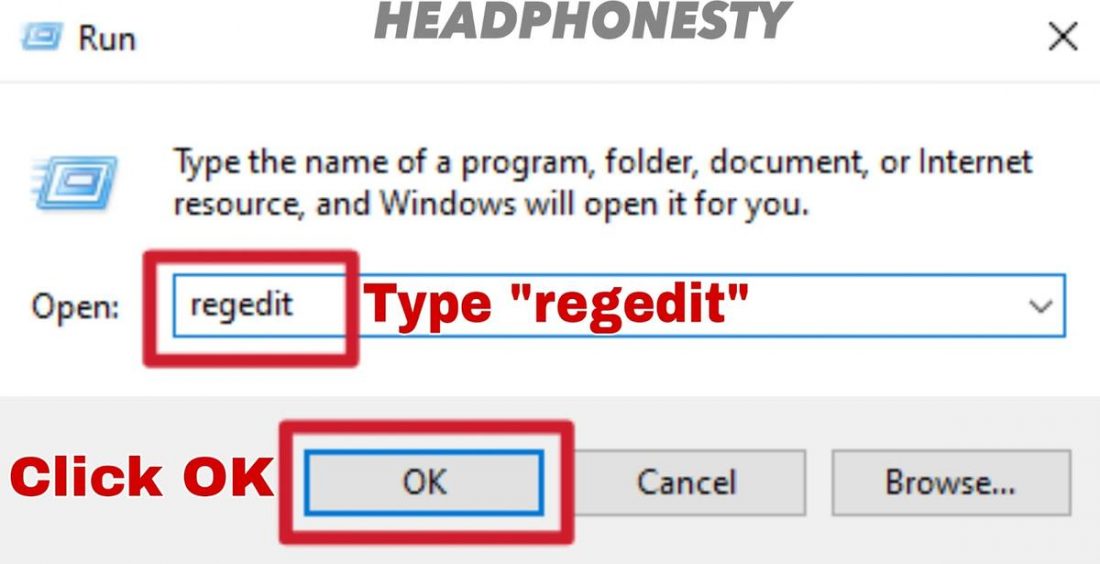 Opening Registry Editor on Windows