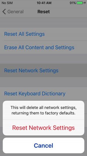 Resetting your network settings will remove all passwords and saved settings for all connections