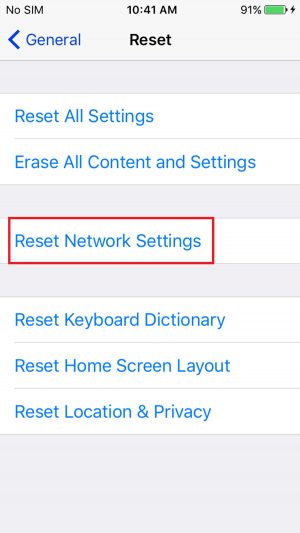 How to reset iOS Network Settings