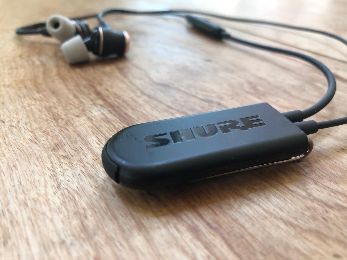 The Shure RMCE-BT2 Bluetooth adapter.