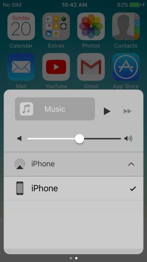 Select iPhone in Control Center