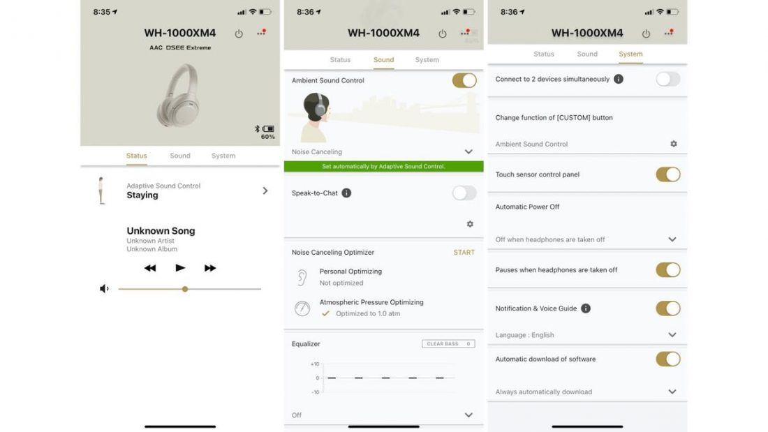 Numerous of controls can be done on Headphones smartphone application