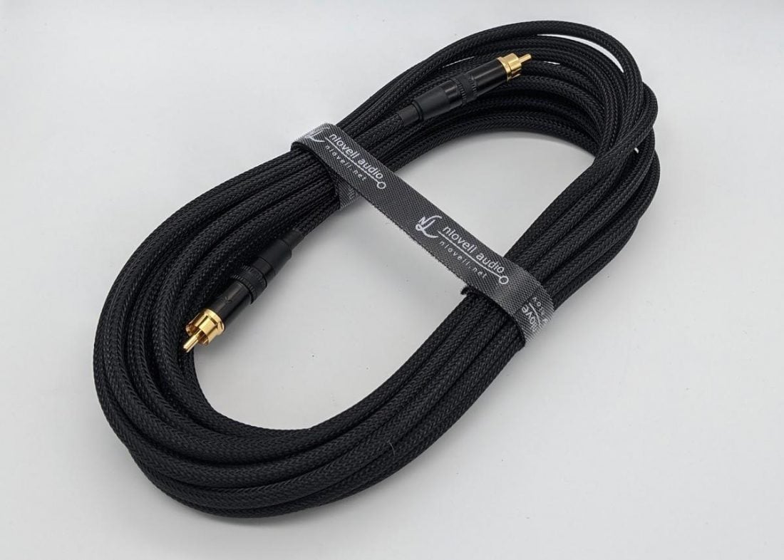 A simple black RCA cable.
