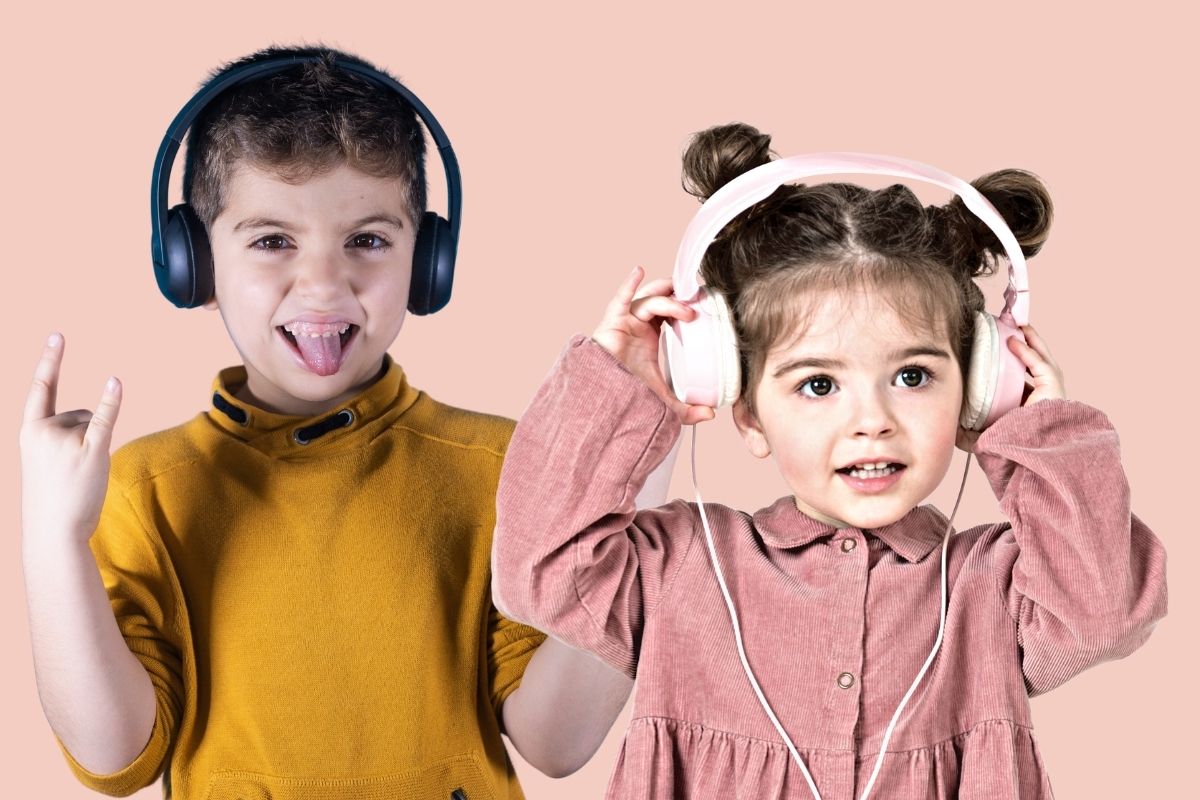 Kids wearing noise cancelling headphones