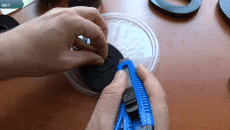 Cutting a hole in the foam (From:HTibor DIY Youtube).
