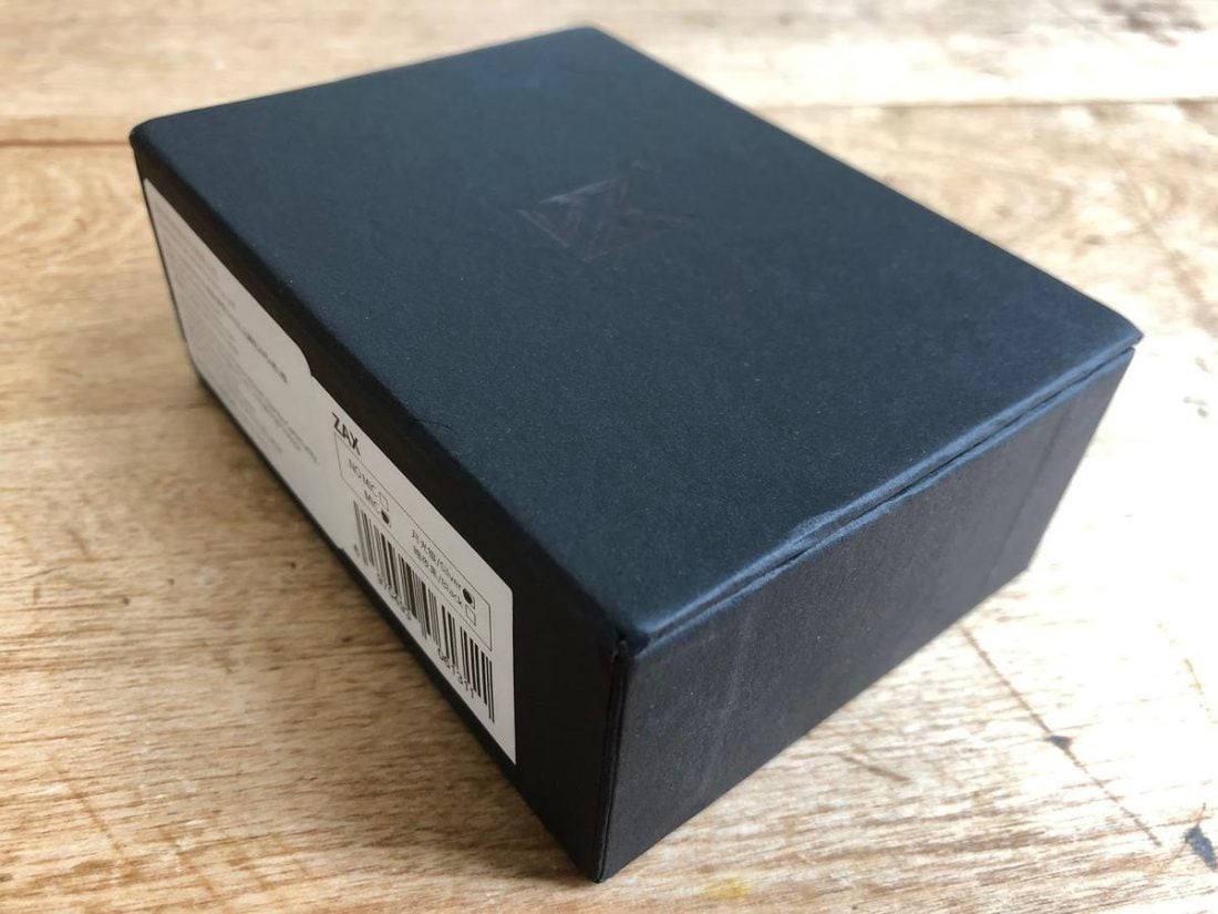The familiar black cardboard KZ box.