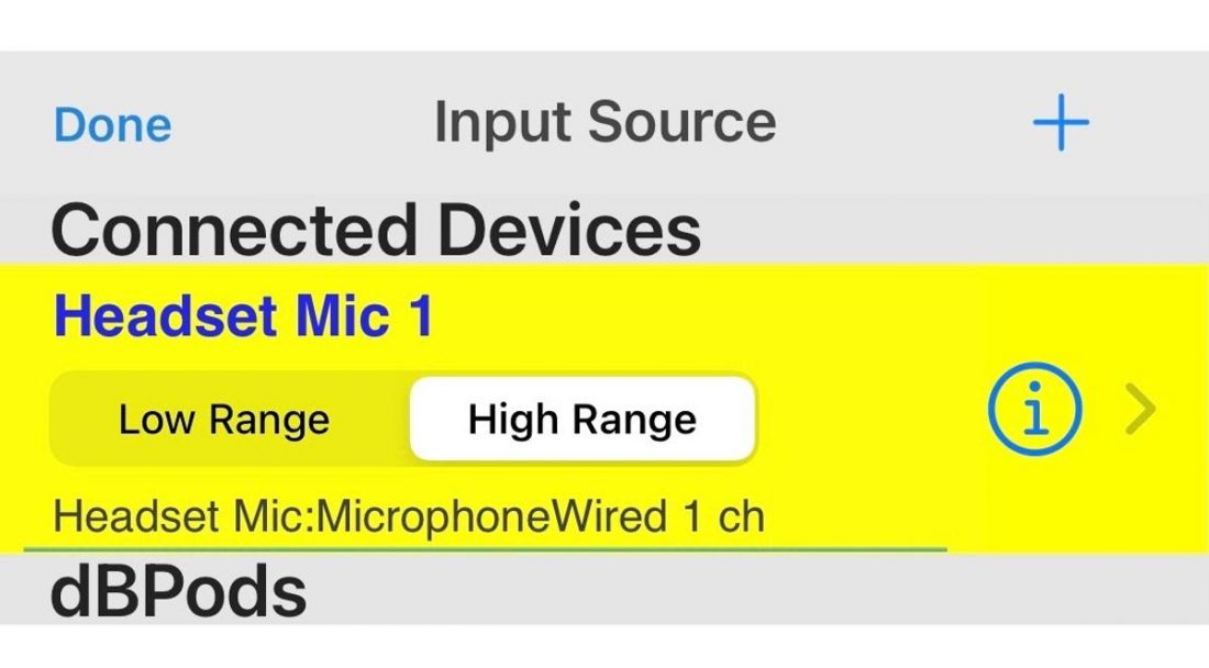 Select the 'high range' setting for the connected microphone.