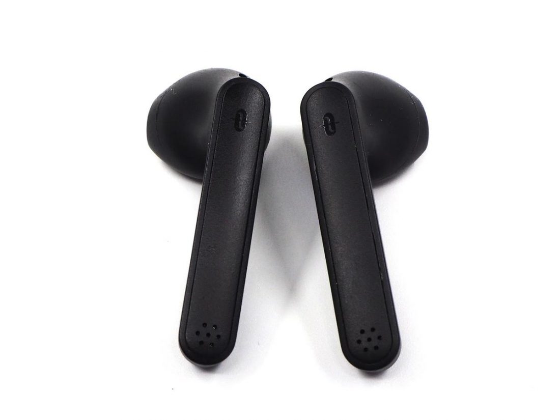The touch sensor is located at the logo side of the earbuds, which is extremely small.