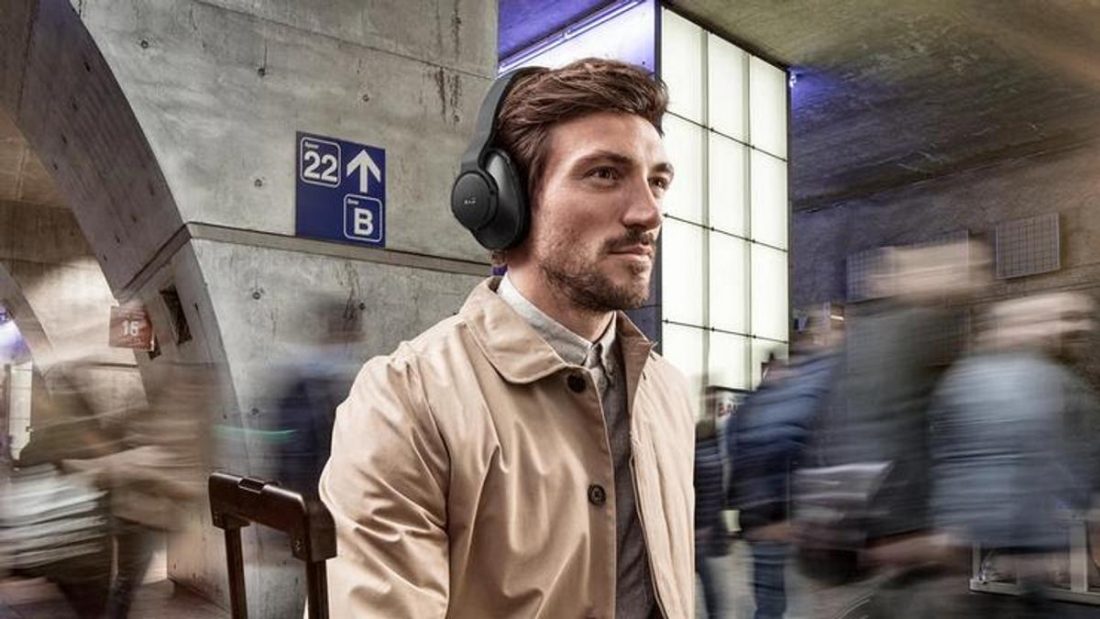 Man wearing AKG N700NC M2 - best noise cancelling headphones under $300 (From: Samsung)
