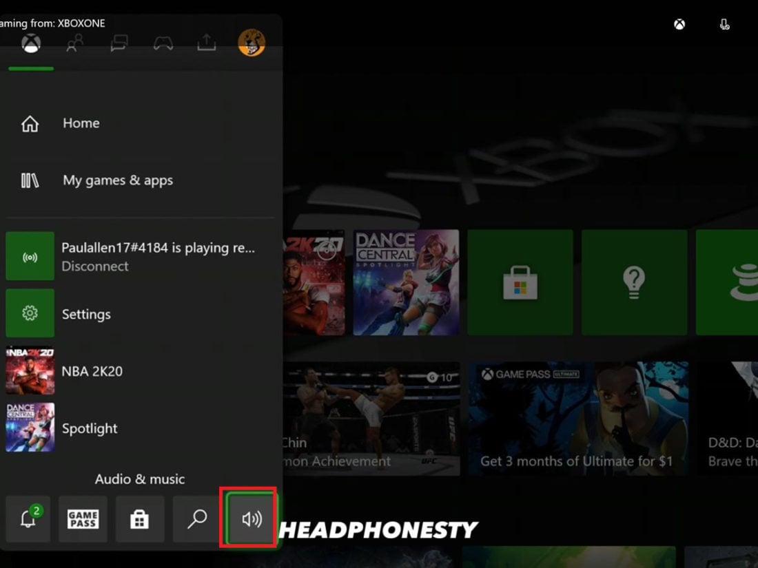 System and Audio settings on Xbox One