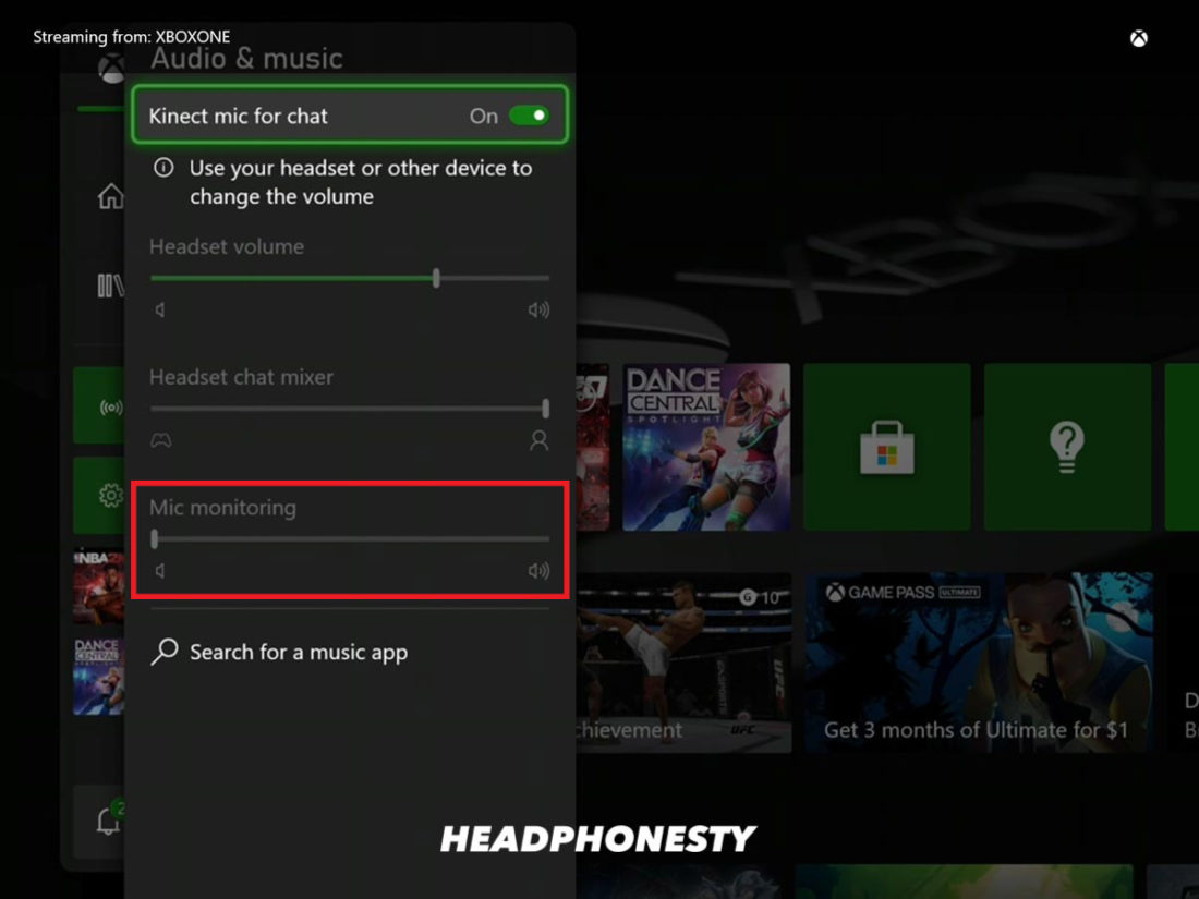 Mic Xbox mic monitoring volume slider