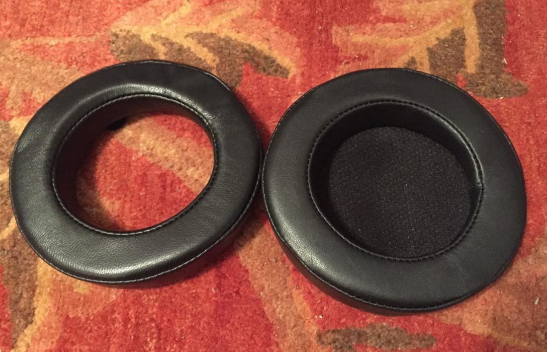 The pads on the left are the brighter-sounding stock pads, while the pads on the right are the slightly more neutral dark pads.