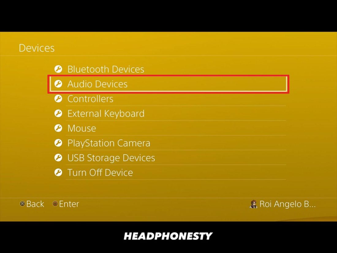 Devices and Audio Settings on PS4