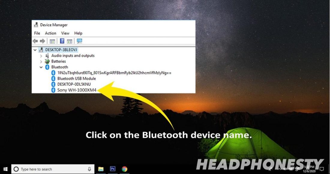 Click on the Bluetooth device name.