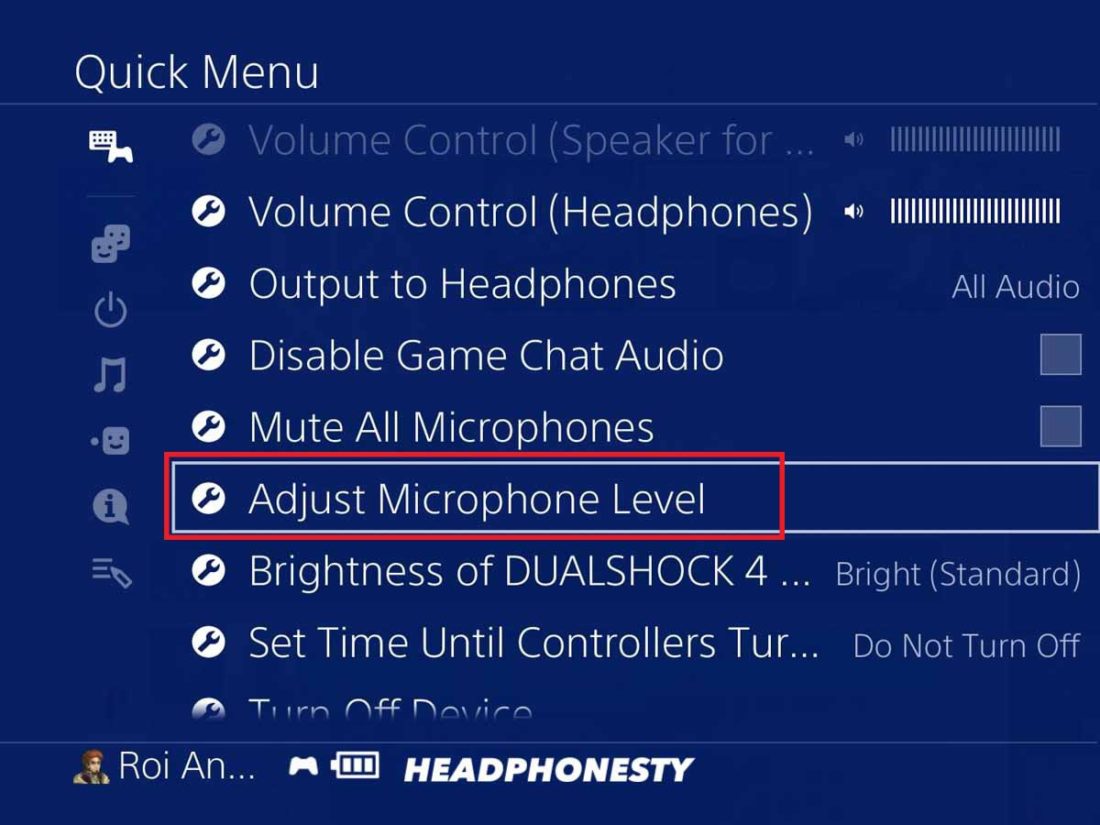 Select Adjust Mic Level