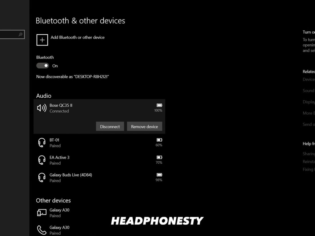 Connect Bluetooth headphones to laptop